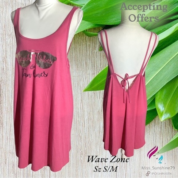 Wave Zone - Sz S / M - beach vibes & Tan lines. Cover up Dress purple pink - Picture 1 of 7